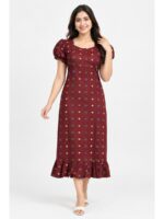Women's Cotton Zip Frock Nighty - Maroon