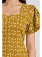 W-NY-548-28-MY-M_detail Women's Cotton Zip Frock Nighty - Mustard Yellow