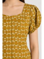 Women's Cotton Zip Frock Nighty - Mustard Yellow