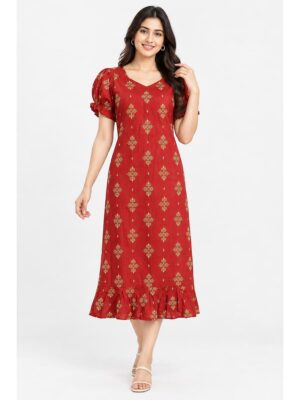 Women's Cotton Frock Nighty - Orange