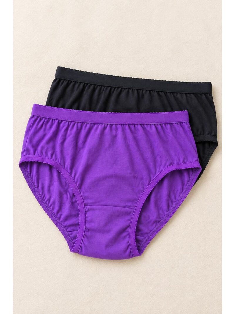 W-PN-555-04-PP-BK-XL_front Women's Cotton Brief Panties ,2 Pcs Pack