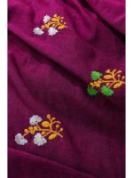 Women's Mul Cotton Saree ,Thread embroidery - Maroon