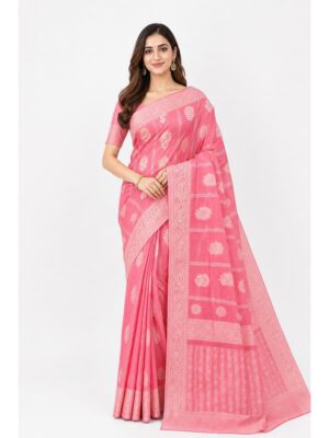 Women's Tissue Woven Saree – Pink