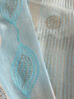 W-SR-527-01-SB-b. Women's Linen Cotton Saree - Sky Blue