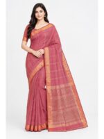 W-SR-543-03-CR Women’s Cotton Striped Saree – Coral