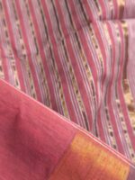 W-SR-543-03-CR.. Women’s Cotton Striped Saree – Coral