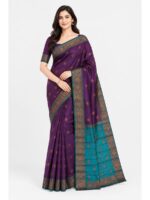 W-SR-545-03-PP-F Women's Cotton Saree - Purple