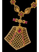 WJ-544-K-465-06-B Stone Pendant Necklace - Gold