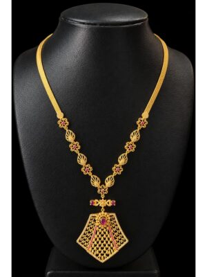Stone Pendant Necklace - Gold