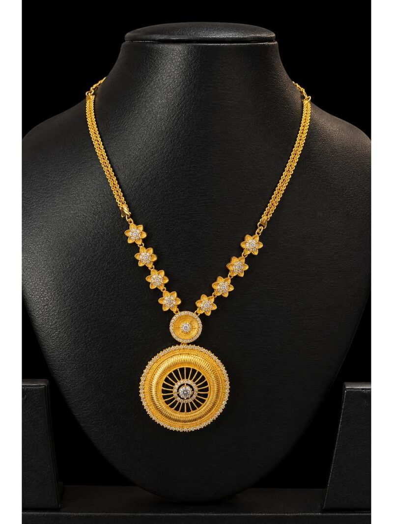 WJ-544-K-469-01-F Floral Pendant Necklace - Gold