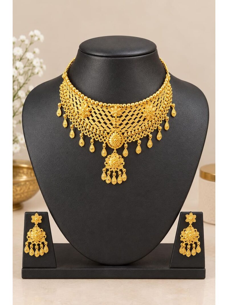 WJ-544-SD-86-14-F Choker Necklace Set - Gold
