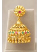 Jhumka Earrings, Gold Multicolor