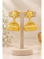 Floral Jhumka Earrings, Gold