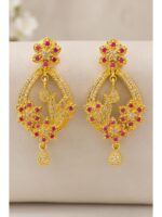 Floral Drop Earrings, Gold & Pink