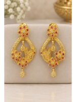 Floral Drop Earrings, Gold & Pink
