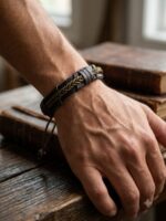 WJ-WP-BR04-BR-04 (1) Unisex Leather Braided Bracelet, Brown