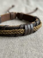 WJ-WP-BR04-BR-04 (3) Unisex Leather Braided Bracelet, Brown