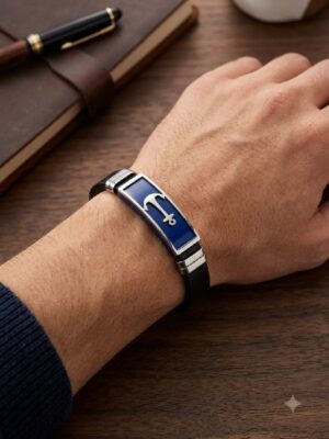 Unisex Silicon Anchor Bracelet - Royal Blue