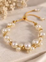WJ-WP-BR04-WH-05 (3) Women's Pearl Adjustable Bracelet - White