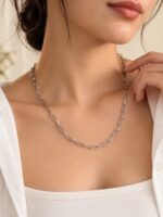 WJ-WP-CH02-GY-01 (1) Unisex Stainless Steel Paperclip Chain - Grey