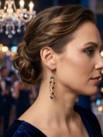 Women’s Gold Wavy Dangle Earrings – Blue