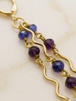 Women’s Gold Wavy Dangle Earrings – Blue