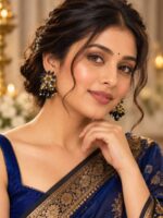 WJ-WP-ER06-BL-02 (1) Women's Kundan Statement Earrings - Blue