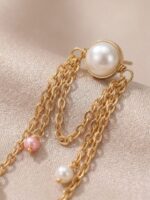 WJ-WP-ER06-PK-01 (3) Women’s Gold Chain Pearl Earrings – Pink
