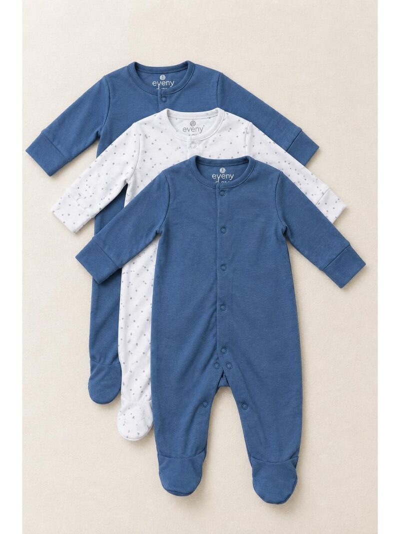B-RP-560-01-NB-WH-NB-0-03-F_front Baby Unisex Cotton Printed Rompers , Pack of 3-Multicolor