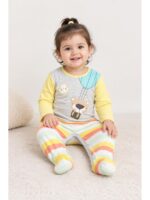 B-RP-590-01-GY-12-18M_front Baby Unisex Cotton Romper – Grey