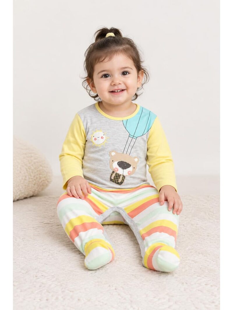 B-RP-590-01-GY-12-18M_front Baby Unisex Cotton Romper – Grey