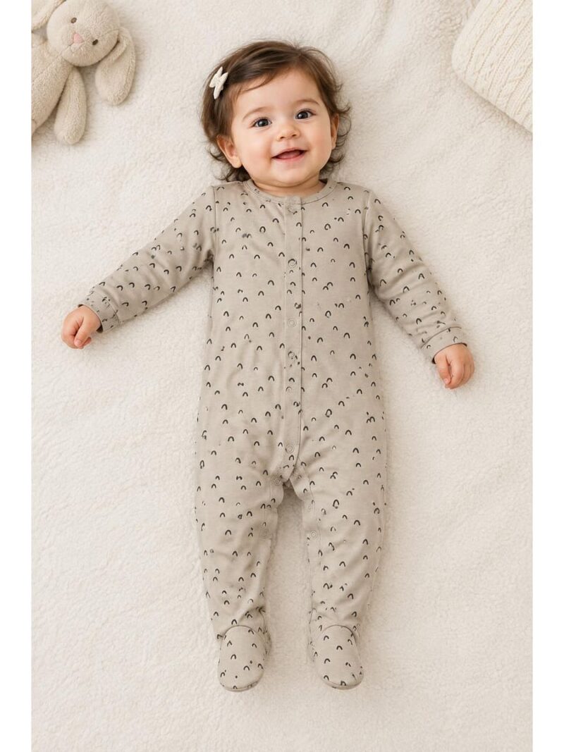 B-RP-593-02-CRM-03-6M_front Baby Unisex Cotton Romper – Cream