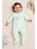 Baby Unisex Cotton Romper – Mint Green