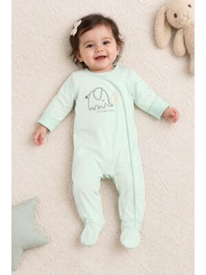 Baby Unisex Cotton Romper – Mint Green
