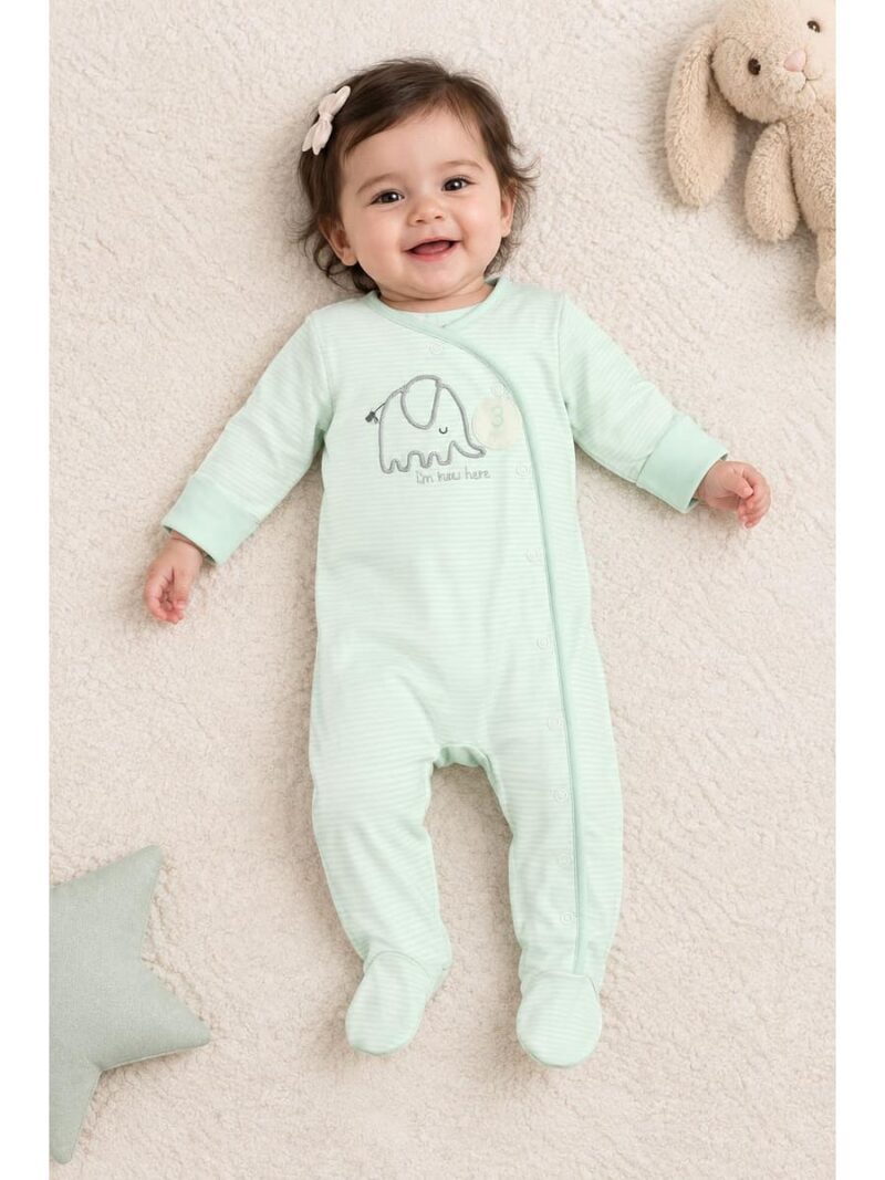 Baby Unisex Cotton Romper – Mint Green