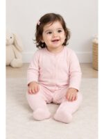 B-RP-593-03-PK-6-9M-f_front Baby Unisex Cotton Romper – Pink