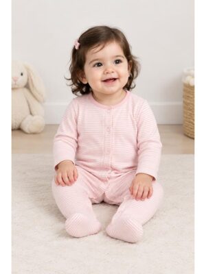 Baby Unisex Cotton Romper – Pink