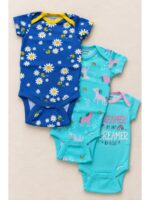 B-RP-594-01-SB-NB-AQ-0-03-f_front Baby Unisex Cotton Printed Rompers , Pack of 3-Multicolor