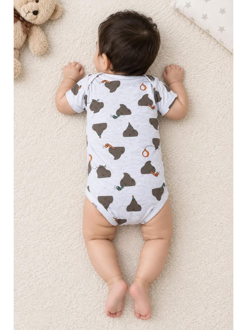 Baby Unisex Cotton Printed Rompers , Pack of 3-Multicolor