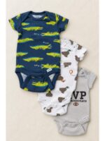 Baby Unisex Cotton Printed Rompers , Pack of 3-Multicolor