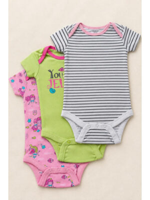 Baby Unisex Cotton Printed Rompers , Pack of 3-Multicolor