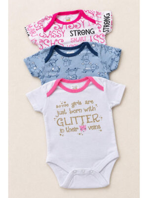 Baby Unisex Cotton Printed Rompers , Pack of 3-Multicolor