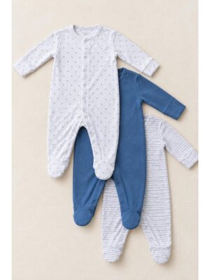 Baby Unisex Cotton Printed Rompers , Pack of 3-Multicolor