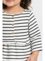 Baby Girls Cotton Striped Frock Dress – White & Black