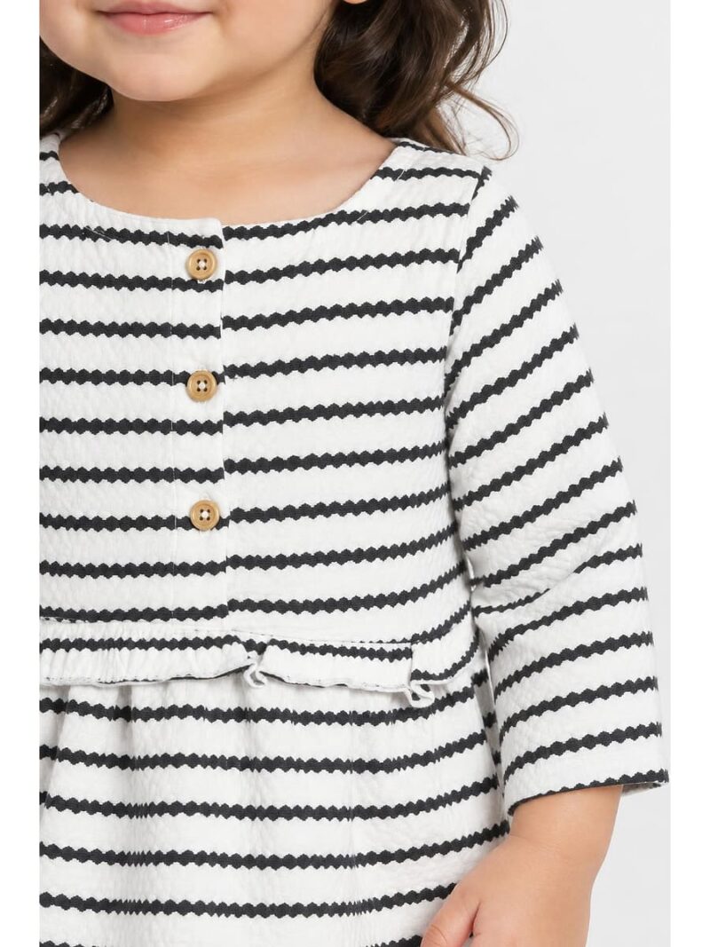 Baby Girls Cotton Striped Frock Dress – White & Black