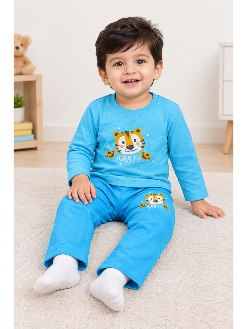 BB-PJ-585-01-SB-BL-18-24M-F,_front Baby Boy Cotton Pyjama Set – Sky Blue