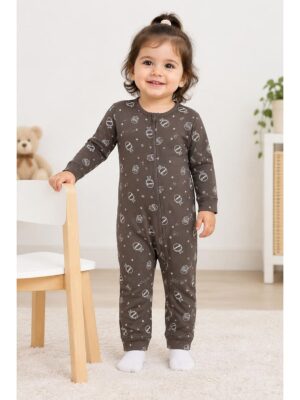 Baby Unisex Cotton Romper – Brown