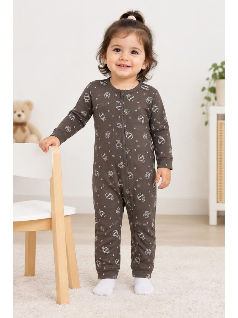 BB-RP-587-01-BR-18-24M_front Baby Unisex Cotton Romper – Brown