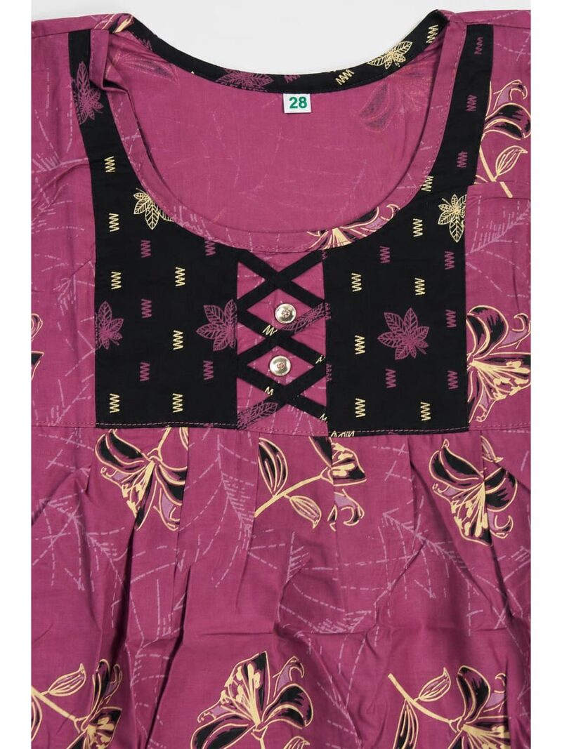 Girls Cotton Frock Nighty - Terracotta & Black