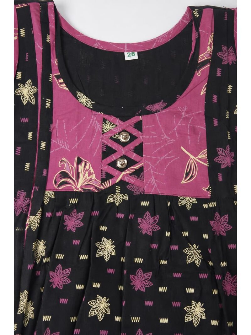 Girls Cotton Frock Nighty - Black &Terracotta